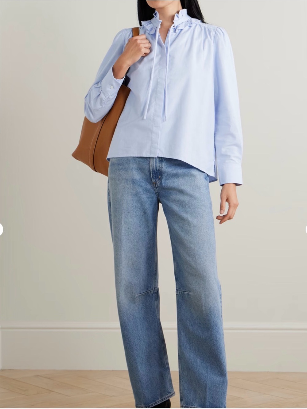 NWT Citizens of Humanity Calista tie-detailed ruffled cotton-poplin shirt Sz M